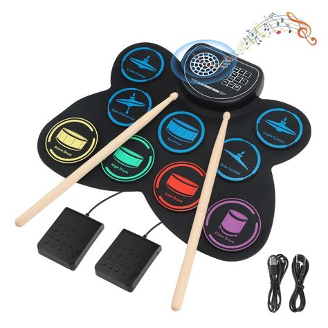 [SponsoredPost] This electronic drum set is perfect for toddlers aged 3-5 who are just beginning to learn the basics of drumming. The practice pad has a built-in speaker, headphone jack, and roll-up design, making it easy to carry and store away. It also comes with a variety of drum sounds, allowing toddlers to explore and experiment with rhythm and beats. With this drum set, toddlers can learn the basics of drumming while having fun at the same time! #drumsetfortoddlers3-5 Electronic Drum Pad, Drum Practice, Electric Drum Set, Kids Drum Set, Drum Pedals, Drum Pad, Percussion Instrument, Drum Sticks, The Drums