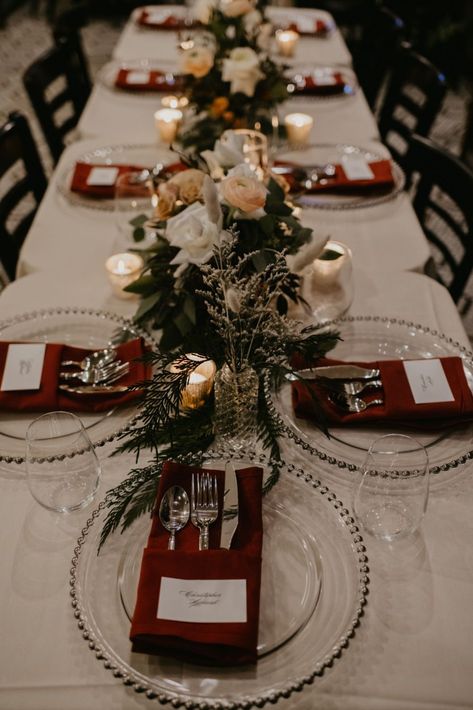 Wedding In December Ideas, Dark Red And White Wedding Theme, Winter Backyard Wedding Ideas, Winter Wedding Not Christmas, Cranberry Wedding Decor, Winter Burgundy Wedding, Wedding Ideas Christmas Winter, Christmas Wedding Send Off, Winter Wedding Red And White