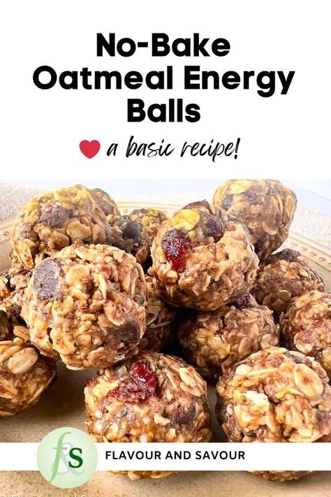 No-Bake Oatmeal Energy Balls are made with wholesome oats, ground flax, hemp hearts and they're naturally sweetened with maple syrup or honey. Baking With Hemp Hearts, Fruit Balls Recipe, No Bake Oatmeal Energy Balls, Oatmeal Energy Balls Recipe, Oatmeal Energy Balls, Dried Fruit Recipe, Breakfast Balls, Oatmeal Energy Bites, Bake Oatmeal