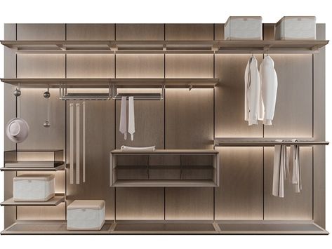 Sectional ash walk-in wardrobe with integrated lighting REIWA By Giorgetti Open Wardrobe, Luxury Closets Design, Sink Kitchen, Walk In Wardrobe, Kitchen Design Ideas, Dressing Room Design, Wardrobe Closet, Updating House, Kitchen Paint