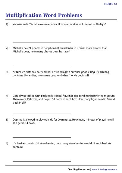 2-Digit Multiplication Word Problems Worksheets Double Digit Multiplication, Multiplication Word Problems, Worksheets For Grade 3, Preschool Resources, Word Problem, Multiplication Worksheets, English Grammar Worksheets, Math Challenge, Word Problem Worksheets