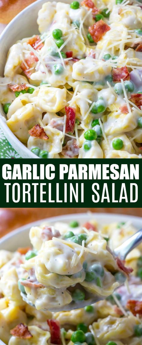 Tortellini Pasta Salad With Peas, Tortellini Ceaser Pasta Salad, Pasta Salads For Dinner, Ravioli Pasta Salad Recipes, Simple Tortellini Pasta Salad, Tortellini Peas And Bacon, Cold Pasta Salad Recipes Tortellini, Garlic Parmesan Pasta Salad, Cold Tortellini Salad Recipes