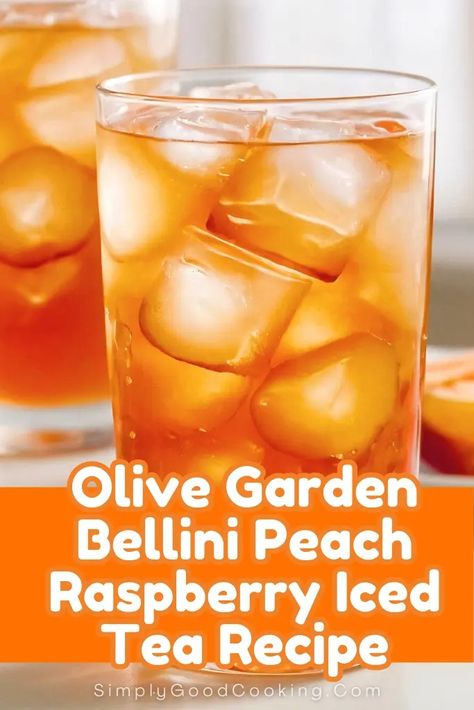 Olive Garden Bellini Peach Raspberry Iced Tea Recipe Olive Garden Peach Bellini Tea Recipe, Peach Bellini Tea Recipe Olive Gardens, Olive Garden Peach Bellini Recipe, Homemade Peach Iced Tea, Iced Teas Recipes, Olive Garden Peach Tea Recipe, Raspberry Tea Recipe, Raspberry Ice Tea Recipe, Flavored Iced Tea Recipes