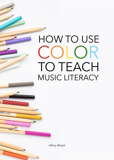 How to Use Color to Teach Music Literacy - Color can be a helpful tool when teaching music literacy and developing music-reading skills, for students of all ages. Color provides a quick way of sorting and organizing visual elements, especially elements that are the same. Here are some of the benefits of using color, plus four simple ways to start using it in your teaching. | @ashleydanyew Music Teaching Ideas, Boomwhacker Music, Teaching Music Theory, Music Reading, Singing Games, Improve Reading Comprehension, Elementary Music Class, Music Teaching Resources, Music Curriculum