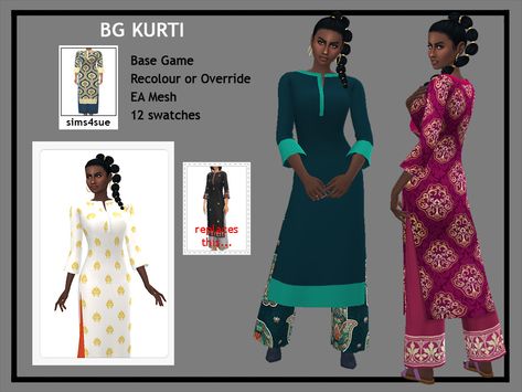 South Asian Sims 4 Cc, Sims 4 Aztec Cc, Sims 4 Sari Cc, Sims 4 Indian Cc, Floral Pants Outfit, Marine Dress, Cc Sims4, Sims Clothes, Sims Builds