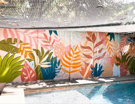 Exterior Murals, Garden Fence Art, Jungle Mural, Tropical Art Print, Garden Mural, Modern Mural, Barn Painting, Bedroom Murals, Fence Art