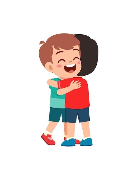 Best Friend Hug, Hug Cartoon, Kids Hugging, Friends Hugging, Indian Art Gallery, English Classroom, Feel Happy, Cartoon Images, Feeling Happy