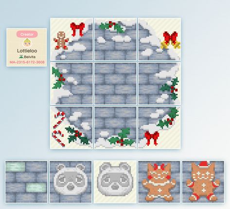 Acnh Christmas Path Codes, Acnh Snow, Acnh Christmas Code, Acnh Christmas, Animal Crossing Guide, Animal Crossing Qr Codes Clothes, Path Design, Qr Codes Animal Crossing, Traditional Colonial