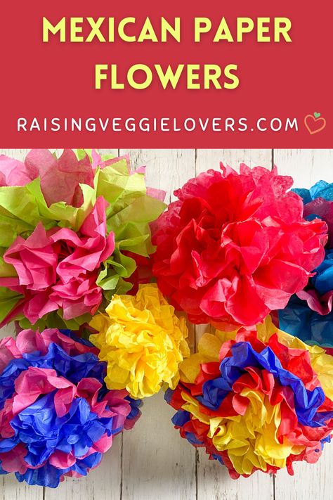 Mexican Tissue Paper Flowers, Paper Mache Flowers, Mexican Paper Flowers, Mexico Crafts, Paper Flowers For Kids, Crepe Paper Flowers Diy, Paper Flowers Diy Easy, Tissue Paper Flowers Diy, Paper Flower Garlands