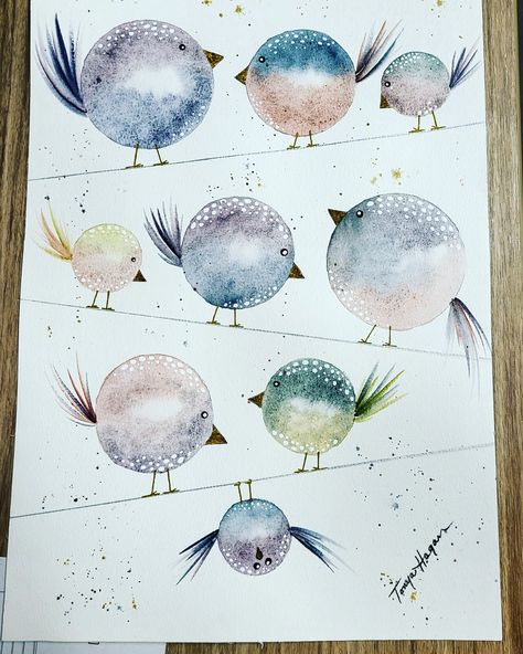 Funny Bird Watercolor, Doodle Watercolor Art, Whimsical Birds Drawing, Loose Watercolor Birds, Watercolor Art Journal Ideas, Whimsical Watercolor Art, Cool Watercolor Paintings, Watercolor Journal Ideas, Watercolor Sketchbook Ideas