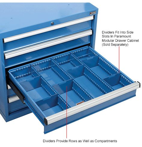 Cabinets | Modular Drawer | Divider Kit for 5"or 6"H Drawer of Paramount™ Modular Drawer Cabinet 3 Long and 6 Short , Blue | 493321 - GlobalIndustrial.com Sterilization Room, High Density Storage, Truck Organization, Drawer Cabinets, Industrial Workbench, Small Parts Organizer, Outdoor Ashtray, Wall Storage Cabinets, Service Truck