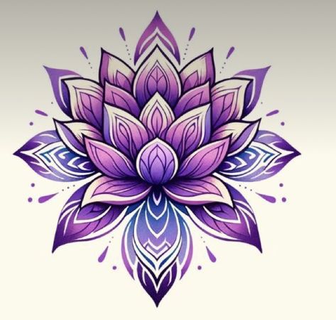 Purple Lotus, Fairy Drawings, Lotus Mandala, Lotus Tattoo, Colorful Paintings, Lotus Flower Tattoo, Android Wallpaper, Lotus Flower, Tattoos And Piercings