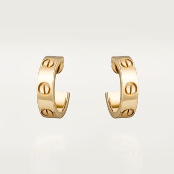 Classic Cartier Earrings For Formal Occasions, Cartier Yellow Gold Formal Earrings, Luxury Cartier Formal Earrings, 14k Gold Earrings For Everyday Luxury, Elegant Cartier Earrings For Gifting, Elegant Cartier Earrings For Gift, Luxury Cartier Yellow Gold Earrings, Designer Polished Finish Earrings For Anniversary, Cartier Gold Round Earrings