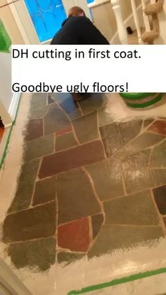 Painting Slate Tile Floors, Painting Ceramic Tile Floor, Slate Bathroom Floor, Slate Bathroom Tile, Slate Bathroom, Entryway Tile, Slate Floor, Slate Tile Floor, Floor Makeover