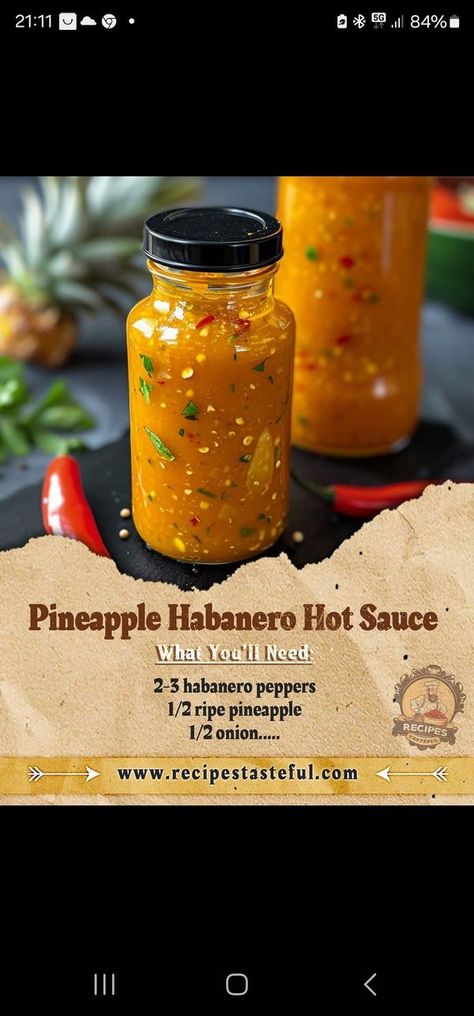 Pestujeme Chilli-papričky | **Pineapple Habanero Hot Sauce** | Facebook Fruity Hot Sauce Recipe, Habanero Salsa, Habanero Hot Sauce, Ripe Pineapple, Hot Sauce Recipes, Pineapple Recipes, Habanero Peppers, Hot Spicy, Salsa Recipe