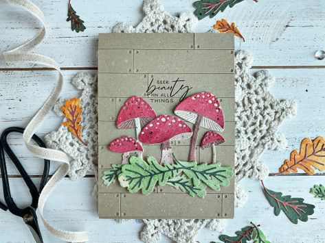 Heather-nichols-botanicuts-toadstool-garden-the-greetery-1 Mushroom Cards, Create Birthday Card, The Greetery, Art Carte, Card Sentiments, Beautiful Handmade Cards, Papertrey Ink, Thanksgiving Cards, Fall Cards