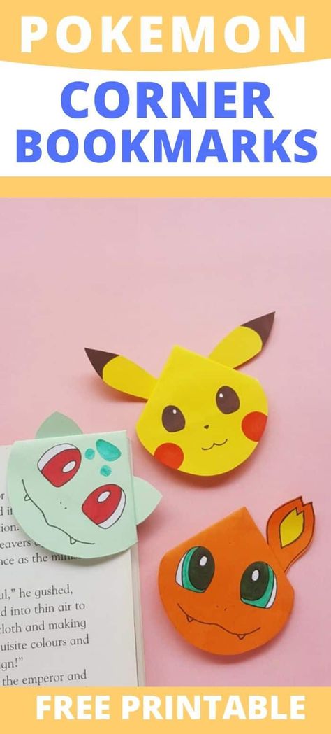 Pokemon Corner Bookmarks, Pokemon Kids Craft, Pokemon Bookmark, Easy Pokemon, Diy Pokemon, Pokemon Crafts, Basket Tutorial, Pokemon Diy, Kids Origami