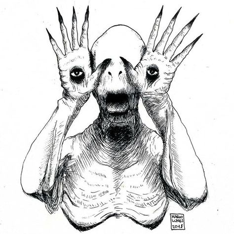 The Pale Man, Pale Man, Line Tattoo Ideas, Scary Drawings, Horror Drawing, Creepy Drawings, Creepy Tattoos, Spooky Tattoos, Line Tattoo