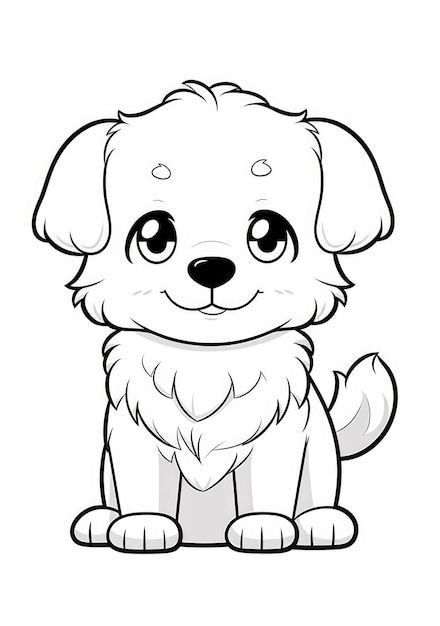 Desenho de cachorro fofo para colorir em... | Premium Photo #Freepik #photo #criancas #colorir #livro-colorir #pagina-colorir Premium Photo, Pasta, Design