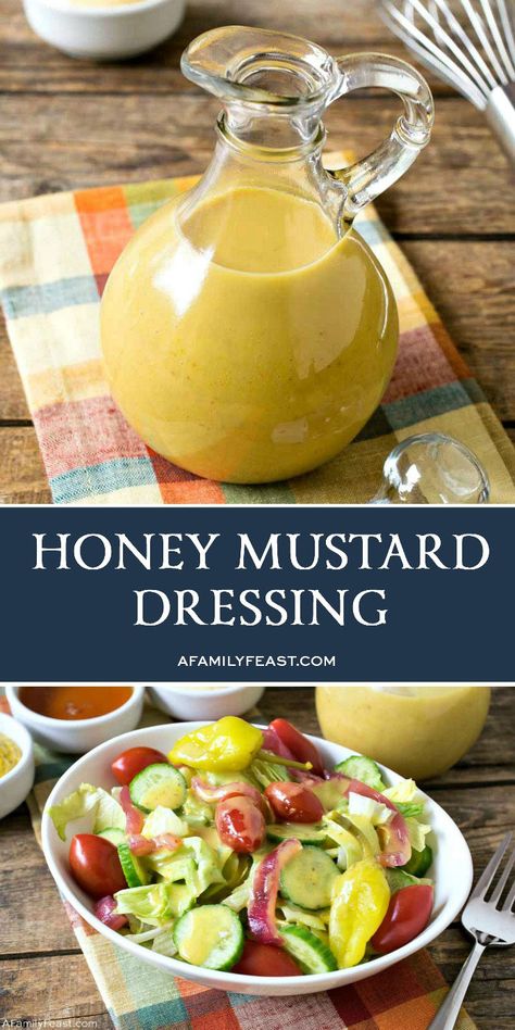 Honey Mustard Dressing Honey Mustard Dressing Recipe, Mustard Dressing Recipe, Easy Homemade Salad Dressing, Honey Mustard Salad Dressing, Mustard Salad Dressing, Honey Mustard Recipes, Homemade Mustard, Honey Mustard Dipping Sauce, Homemade Honey Mustard