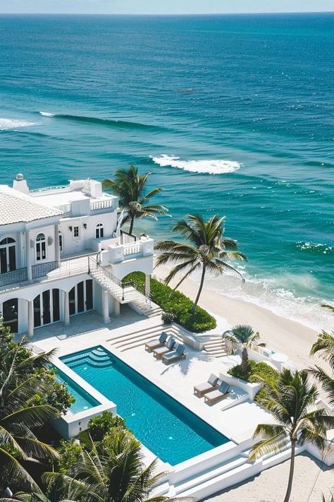 Beachfront House, Luxury Beach House, Dream Life House, Casas Coloniales, Beach House Design, Dream Beach, Dream Apartment, Design Your Dream House, Vacation Places