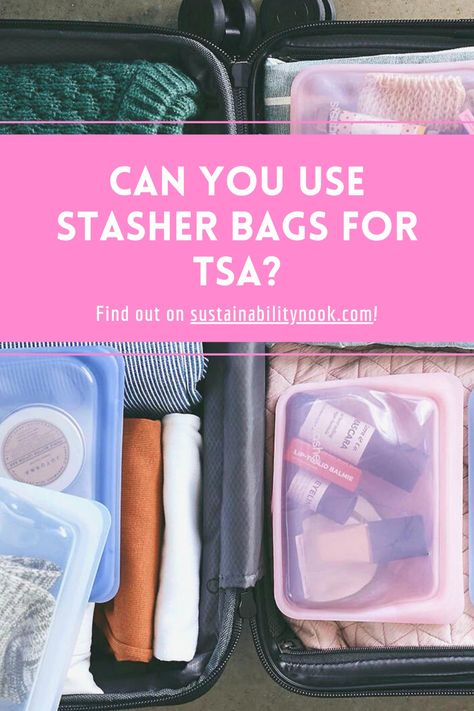 Can you use Stasher bags for TSA? And does airport security even care what material your carry-on liquids bag is made of? Find out in this article featuring helpful tips! Stasher Bags, Carry On Essentials, Ethical Living, Airport Security, Small Containers, Clear Bags, One Bag, Plastic Bags, Get The Job