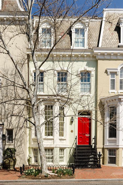 house-4 Georgetown Townhouse, Traditional American House, First Apartment Goals, Colonial Style Interior, Most Beautiful Houses, Neoclassical House, Townhouse Exterior, Duplex Plans, Townhouse Designs