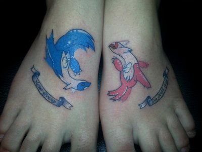 Latios Latias tattoo | Pokemon | Pinterest | Tattoos and body art Matching Nerd Tattoos, Lapras Tattoo, Matching Pokemon Tattoos, Nerd Tattoos, Pinterest Tattoos, Latios And Latias, Pokemon Tattoos, Matching Tats, Nerd Tattoo