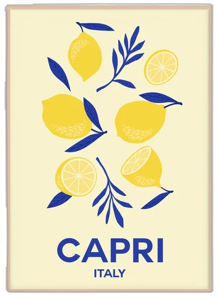 Amalfi Coast Graphic Design, Lemon Illustration Design, Italian Beach Aesthetic, Lemon Art Illustration, Capri Poster, Italian Restaurant Logos, Lemon Artwork, Lemon Images, Lemon Poster