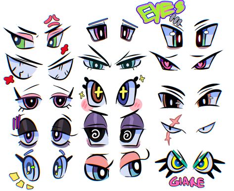 Face Shapes Drawing Cartoon, Eye Shapes Drawing Anime, Different Eye Shapes Reference, Cartoon Eye Shapes, Eye Art Styles Cartoon, Eyes Illustration Cartoon, Eye Shapes Cartoon, Shape Art Style, Eye Drawing Reference Cartoon