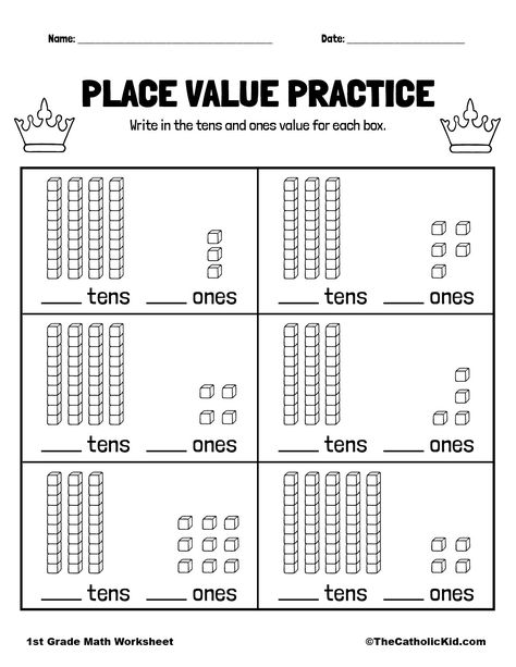 1st Grade Math Practice Sheets, Teaching 1st Grade Ideas, Ones And Tens Worksheet First Grade, Place Value Worksheets For Kindergarten, Class1 Math Worksheet, Place Value Tens And Ones Worksheets, Work Sheets For 1st Grade Math, Homework 1st Grade, 2nd Grade Place Value Worksheets