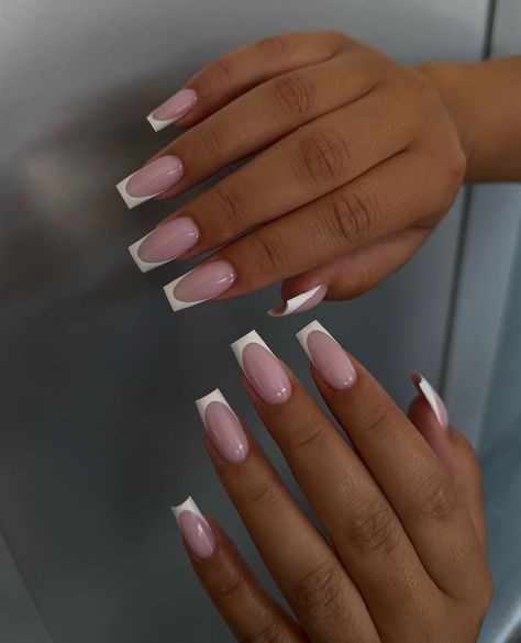 Nail Transformation, Stylish Nail Art, Long Coffin Nails, Elegant Nail, Girly Acrylic Nails, French Tip Acrylic Nails, Basic Nails, Work Nails, Nails Only