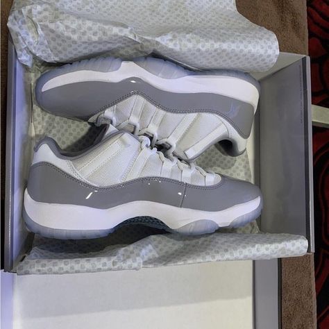 Size 10.5 - Air Jordan 11 Retro Low Cement Grey Nike Jordan 1 Mid, Air Jordan 11 Retro Low, Grey Jordans, Jordan 11 Low, Jordan 9 Retro, Uniqlo Bags, Retro 11, Jordan 11 Retro Low, Air Jordan 11 Retro