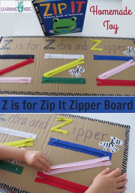 (29th is Zipper day) Z is for Zipper and Zebra board! My only concern would be the hot glue...just need to be careful. Kindergarten. Z Activities, Zipper Board, Letter Z Crafts, Letter Crafts, Preschool Fine Motor, Literacy Programs, Alphabet Activities Preschool, Z Craft, Preschool Letters