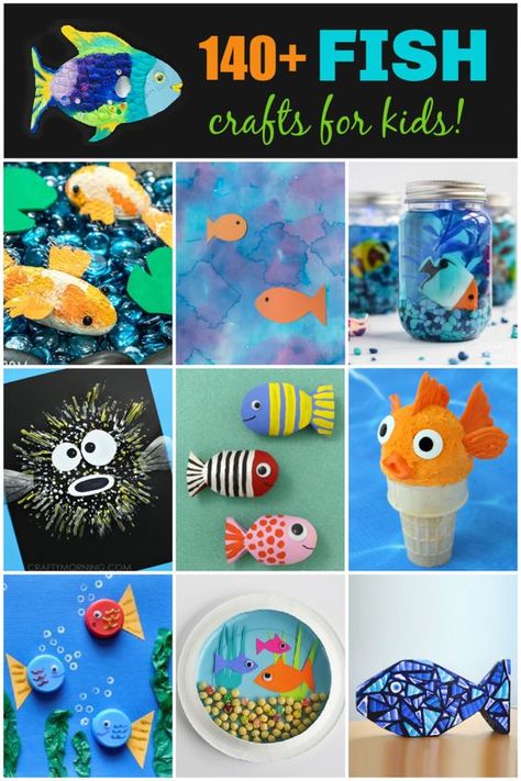 Fish Toddler Crafts, Fish Projects For Kids, Foil Fish Craft, Fish Crafts Kids, Fish Crafts For Kids, Vbs Craft, Fish Craft, Recycled Crafts Kids, Edible Crafts