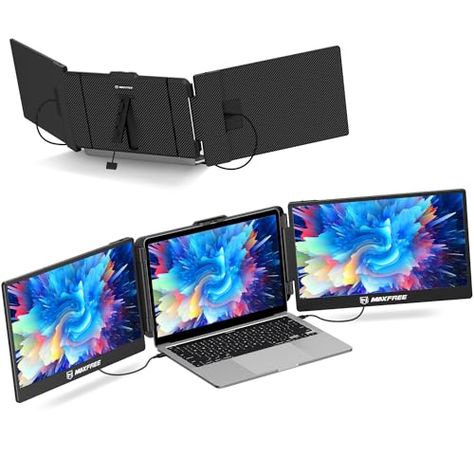 Limited-time deal: Maxfree S2 Triple Monitor for Laptop, 14'' Laptop Monitor Extender Plug & Play, 1080P HD Portable Laptop Screen Extender for 13-17'' Laptops, Compatible with Windows/Mac/Surface/Android/Switch Portable Monitor, Dual Monitor And Laptop Setup, Dual Monitor Laptop Setup, Dual Screen Laptop, Hp Laptop Touch Screen, Laptop Screens, Microsoft Surface Laptop, Multi Screen, Computer Build