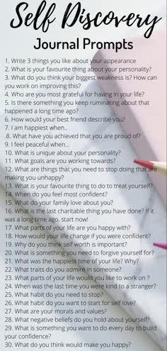 This contains an image of: Ways to take your journey to self discovery Self Love Journal Prompts, Love Journal Prompts, Self Discovery Journal, Flowers Journal, Self Love Journal, Journal Questions, Quotes Dream, Gratitude Journal Prompts, Daily Journal Prompts