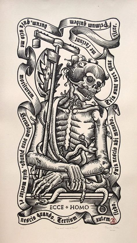 Wood Block Tattoo, Carter Goodrich, Medieval Woodcut, Etching Tattoo, Printmaking Ideas, Woodcut Tattoo, Woodcut Prints, Woodcut Illustration, Engraving Tattoo