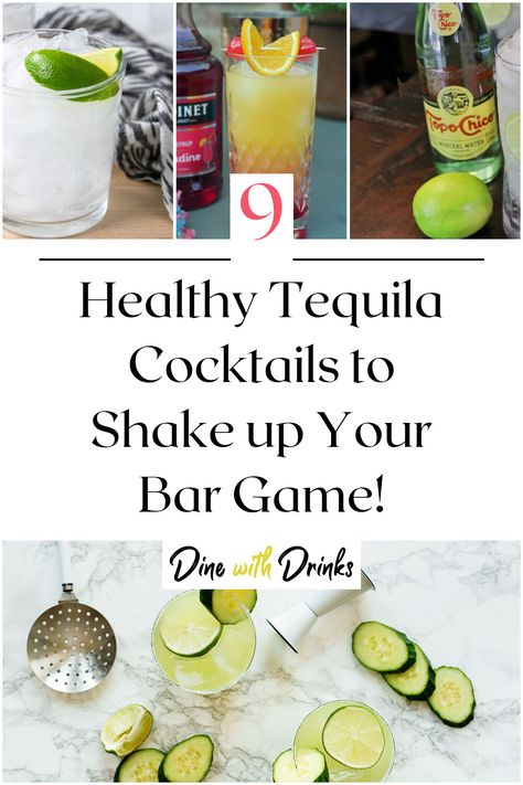 Collage of 4 healthy tequila cocktails. Tequila Cocktail Recipes, Spicy Margaritas, Infused Drinks, Tequila Cocktail, Bar Game, Healthy Cocktails, Cocktail Ideas, Spicy Margarita, Healthier Options