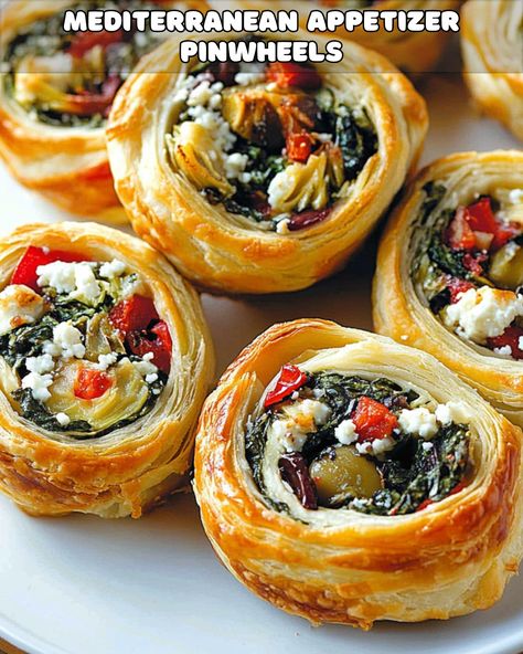 Mediterranean Appetizer Pinwheels – Foodyhealthylife Greek Pinwheels Appetizers, Vegetarian Pinwheels Puff Pastries, Mediterranean Appetizer Platter, Mediterranean Appetizers Appetizer Ideas, Mediterranean Pinwheels, Spinach Feta Pinwheels, Appetizer Pinwheels, Health Appetizers, Spinach Puff Pastry