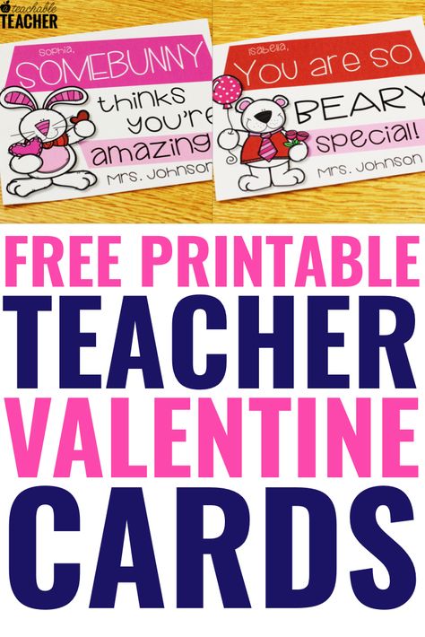 These editable, printable teacher valentines for students couldn't be easier to make and give. Just type in your the names of students in your class and they autofill. All you have to do is print! Teacher Valentine Cards For Students, Teacher Valentine Cards, Valentine Preschool, Student Valentines, Valentines Week, February Math, Kindergarten Spring, Teaching Freebies, Kindergarten Valentines