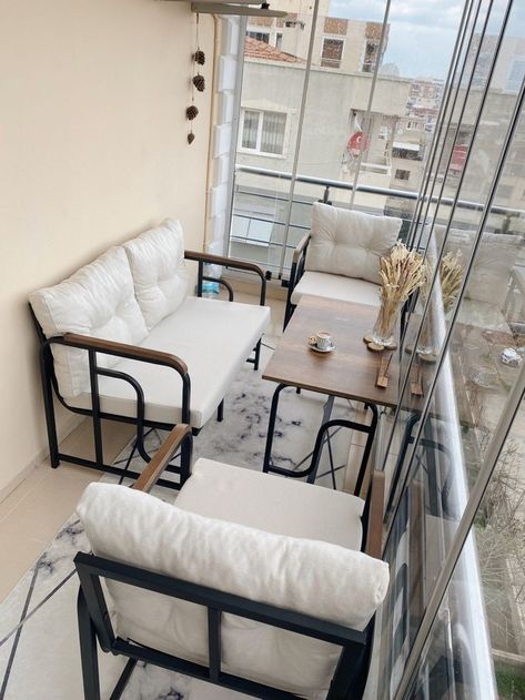 Small Balcony Furniture, Luxury Apartments Interior, Modern Apartment Living Room, Small Balcony Design, Apartment Makeover, Apartment Patio Decor, Balcony Furniture, Small Balcony Decor, Apartment Balcony Decorating