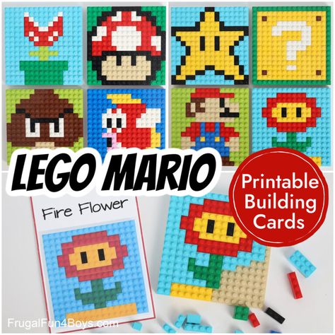 LEGO Mario Building Cards - Frugal Fun For Boys and Girls Question Box, Lego Plates, Lego Mario, Lego Halloween, Lego Mosaic, Lego Challenge, Lego Club, Lego Animals, Lego Activities