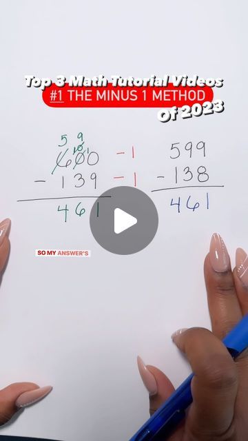 Math Tutor on Instagram: "Top 3 Math Tutorial Videos of 2023! #1 The Minus 1 Method... ready to make the math math in 2024?!  We love how this strategy blows our minds. 🤯  It is a great way to of showing our kiddos that subtraction is just finding the difference between two numbers.   The beauty in what we do is we get to teach our students so many cool methods.  While many students have no problem solving by regrouping, for others it absolutely helps for them to see it another way and still get the conceptual idea of finding the ‘Difference!  Just a reminder, the minus 1 method specially works for when you are subtracting across zeros.   Let us know in the comments if you found this you have seen this in action or if this is your first time.  Oh and we don’t want to gatekeep in 2024 so b Subtracting Across Zeros, Class 3 Maths, Math Hacks, Math Subtraction, Math Genius, Math Tutorials, Math Tutor, Mental Math, Math Tricks