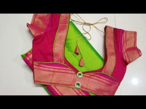 Blouse Design Images Silk Saree, Blouse Design Using Saree Border, Silk Saree Blouse Designs Patterns Back Neck, Marathi Blouse Designs Latest, Border Saree Blouse Back Neck Designs Latest, Paithani Sadi Blause Design, Back Neck Lace Designs For Blouses, Paithani Saree Blouse Work Designs Latest, Back Neck Patch Designs For Blouses