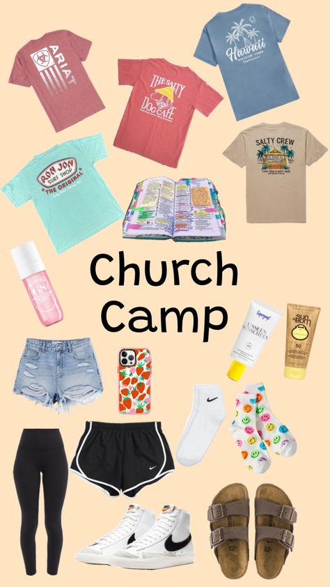 Church Camp Outfits Summer, Church Camp Essentials, Summer Camp Packing List, Church Camp Outfits, Church Camp Packing, Summer Camp Outfits, Summer Camp Packing, Camp Outfits, Summer Camp Aesthetic