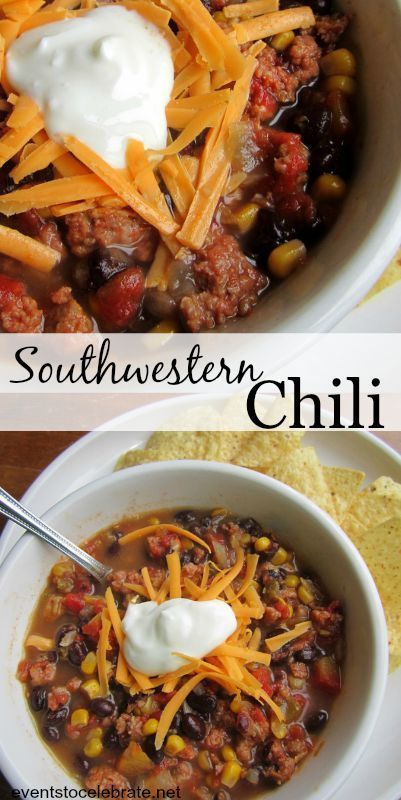 Chili Recipe With Green Chilies, Chili Recipes With Corn, Chili With Black Beans And Corn, Southwest Chili Recipe Crockpot, Chili With Cilantro, Chilli Recipe With Corn, Chili With Green Chilis, Black Bean And Corn Chili, Chilli With Corn