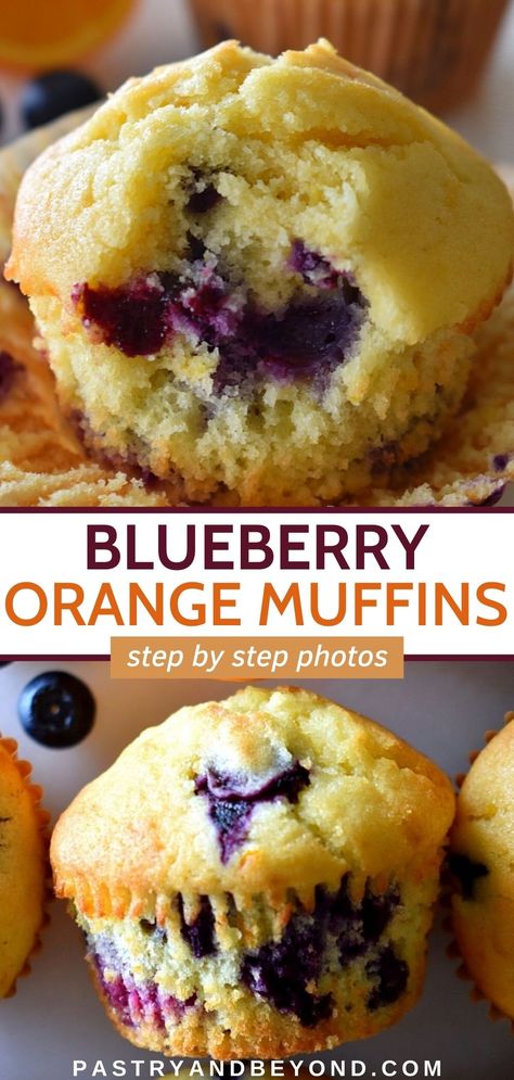 Collage for orange blueberry muffins with text overlay. Healthy Breakfast Mini Muffins, Blueberry Orange Scones, Orange Juice Muffins, Orange Muffins Recipes, Bored Baking, Orange Muffins Healthy, Blueberry Lemon Cream Cheese, Lemon Cream Cheese Muffins, Blueberry Orange Muffins