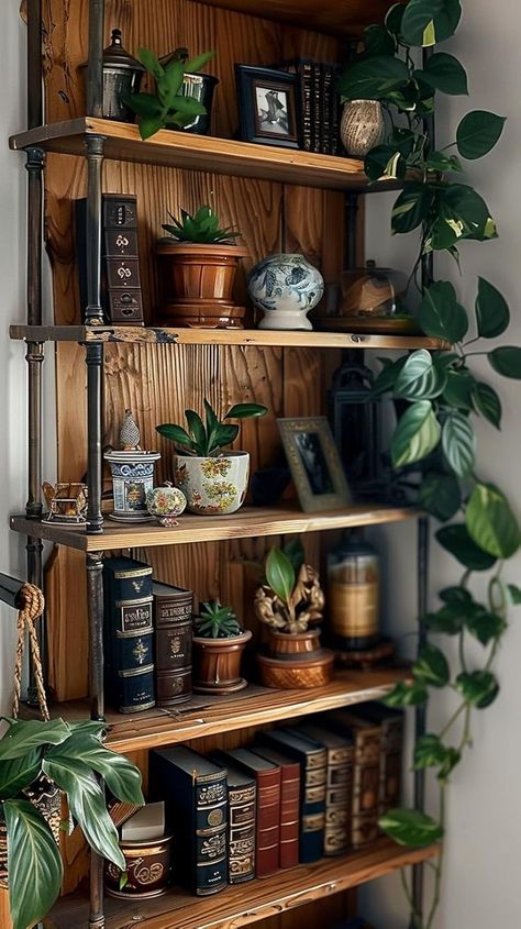 Small House Book Shelves, Hp Nursery, Bookshelf Decorating Ideas, Botanical Cottagecore, Bookshelf Inspo, Popular Celebrities, Vintage Booth, Blue Couch, Bookshelf Inspiration