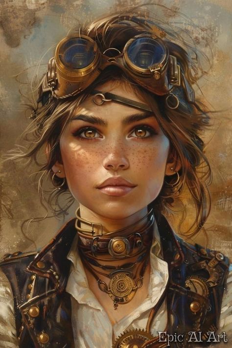 Fantasy Portrait Art, Steampunk Explorer, Vintage Mechanics, Steampunk Character, Books Stickers, Steampunk Pirate, Steampunk Women, Rpg Characters, Wood Prints